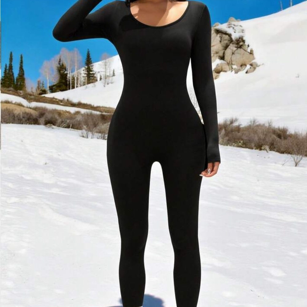 SHEIN Elegant Black Long Sleeve Jumpsuit
